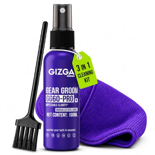 Image of Gizga Pro Series 3-in-1 Laptop Cleaning Kit | 100ml Screen Cleaner Spray, Microfiber Cloth & Cleaning Brush | Alcohol-Free Laptop Screen Cleaner for PC, Mobile, TV, Camera Lens, Tablet & Keyboard