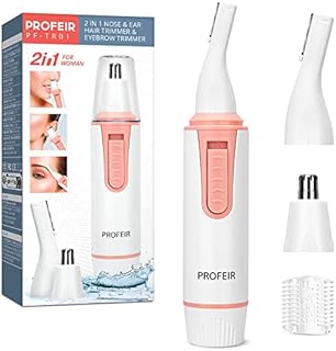 Nose Hair Trimmer & Eyebrow Trimmer for Women, 2 in 1 Trimmer for Women Professional Painless Ear and Nose Trimmer with IPX5 Waterproof, Battery, Womens Nose Hair Trimmer for Nose, Ear, Eyebrow, Arms