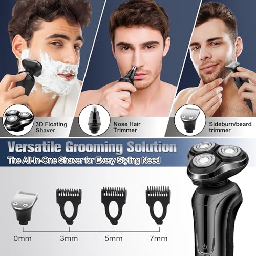 Image of Electric Razor for Men, Men's Rotary Shavers, Waterproof, Wet and Dry Rechargeable Electric Shaver for Men's Faces with a Cordless and Floating Head,Portable Travel Razor,an Ideal Gift for Men