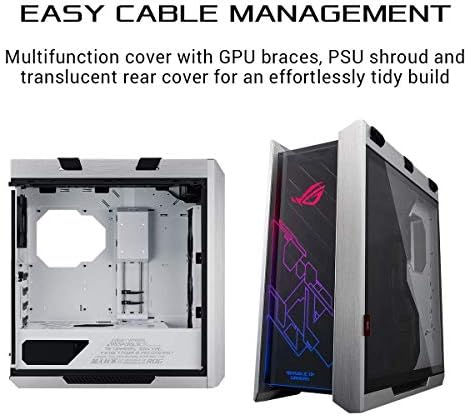 ASUS ROG Strix Helios GX601 White RGB Mid-Tower Gaming Case, Pre-Installed 4x140mm Fans, ATX/EATX, Tempered Glass, Aluminum Frame, GPU Braces, 420mm Radiator Support, Aura Sync, 2 Year Warranty - 2