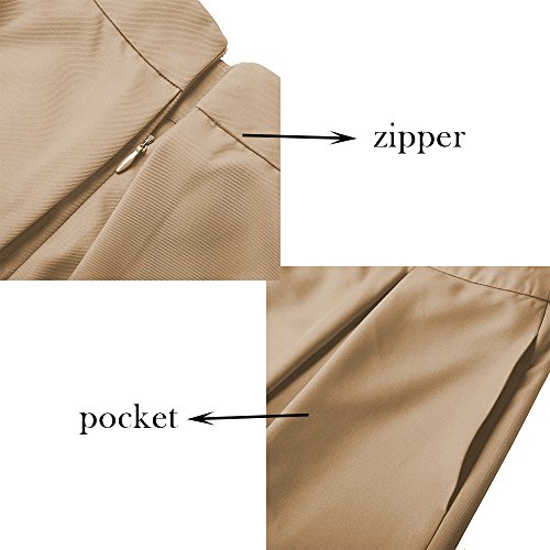 Yige Women's High Waist Flared Skirt Pleated Midi Skirt with Pocket4