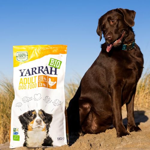Yarrah Adult Nahrhaftes Bio-Trockenfutter für Hunde – für alle Erwachsenen Hunde | Exquisite Biologische Hundebrocken mit Huhn, 5kg | 100% biologisch & frei von künstlichen Zusätzen