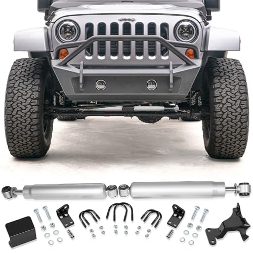 Dual Steering Stabilizer for Jeep Wrangler JK 07-18 N3 Double Steering Stabilizer Assembly for 2007-2018 Jeep Wrangler JK 2-Door and Unlimited 4-Door with 2 of Lift or Higher Replace for 8734930