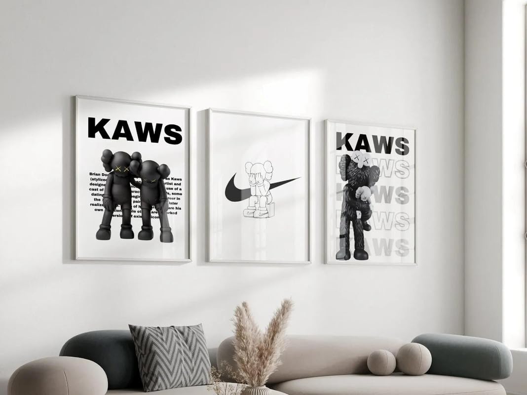 Pixie Posters Multi Colour Hypebeast Modern Wall Art Set Of 3 Black White Frameless Posters (A2 Size 42Cmx59.4cm)