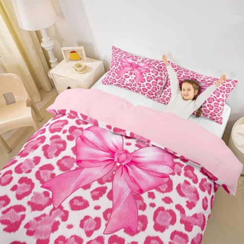 Parure de lit avec fermeture éclair 200x200 en microfibre douce rose et léopard - 6