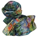 Goodforgoods Pañuelo 100% seda para mujeres, señoras con diseño de las pinturas de Van Gogh, irreversible, suave, delicado y ligero con las medidas de 170x63 cm. (Verde)