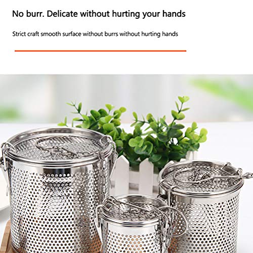 Sahgsa Stainless Steel Spice Strainer Jug Tea Infuser Loose Leaf Tea Filter with Carry Chain and Hook, Silver, 8x8x10.5cm, S - Image 3