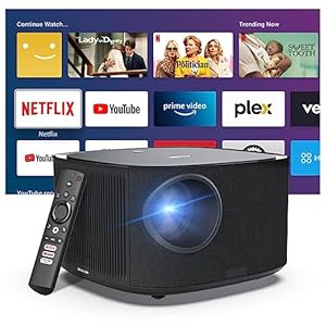 Smart Projector Compatible 4K, Native 1080P Beamer Full HD, Netflix/Prime Video/Youtube Integrated, Dolby Sound Projector met Autofocus en Keystone-correctie, 5G WiFi en bi-Bluetooth