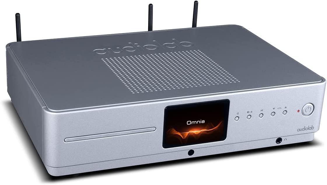 Depan view of the Audiolab Omnia with a CD slot visible.