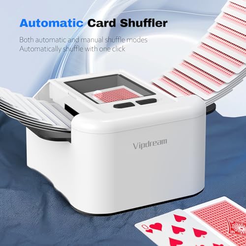 Automatic Card Shuffler for 1–2 Decks, Rechargeable Electric Card Shuffling Machine with USB-C,,Quiet & Portable for Home,Party,Travel Dual Mode Auto Shuffler for UNO, Poker, Blackjack, Texas Hold’em — view 2