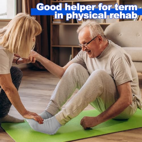 Foaincore 12 Pairs Non Slip Hospital Socks with Grips for Men Women Single Tread Slipper Socks for Seniors Patients 5