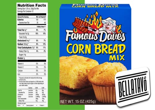 Cornbread Mix Bundle. Includes Two-15 Oz Boxes Of Famous Daves Cornbread Mix And A Bellatavo Fridge Magnet. Famous Daves Corn Bread Mix Is Also A Great Corn Muffin Mix. Each Box Yields 12 Corn Muffins! #TOP2