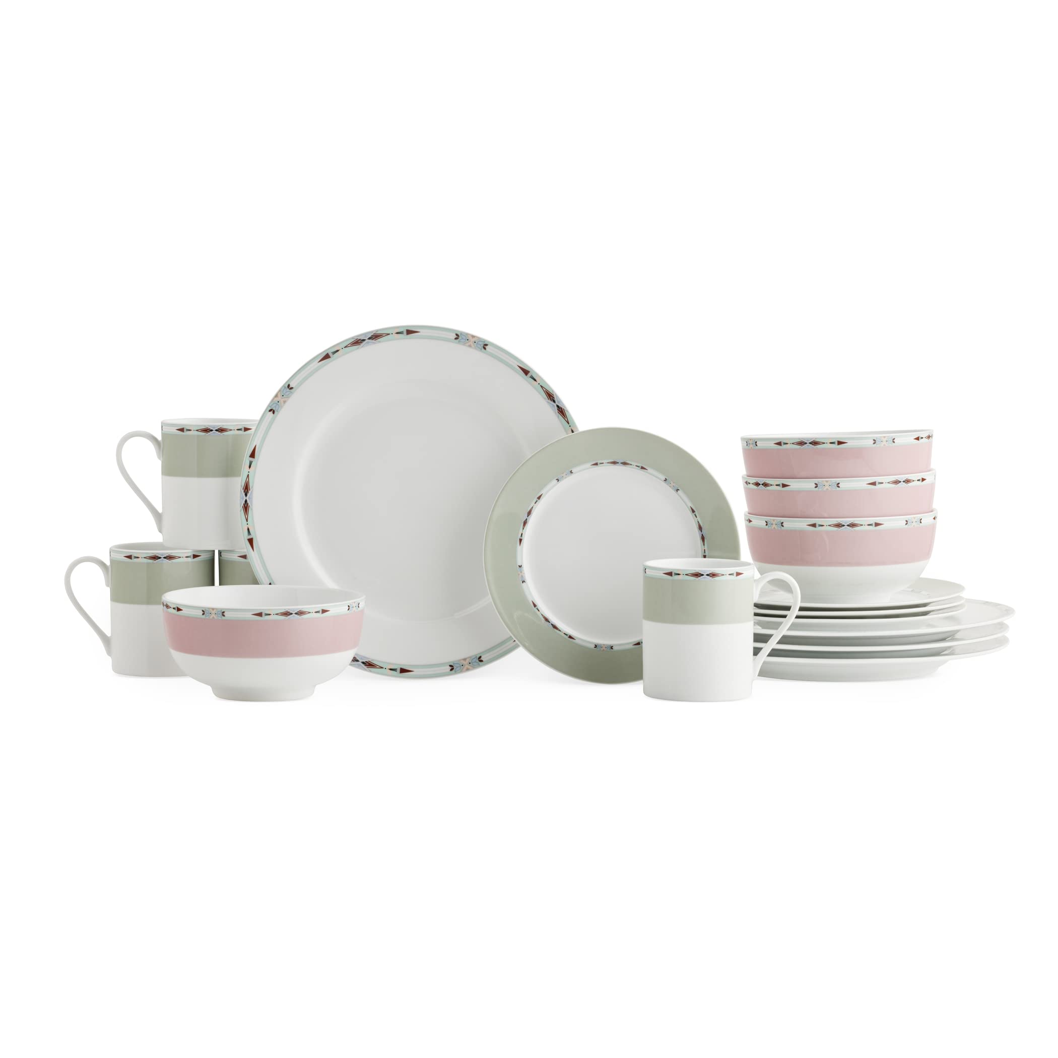 Spode Home Formal Deco Dinnerware Set | 16 Piece Dish Set with Design | Service for 4 | Made from Porcelain | Microwave and Dishwasher Safe