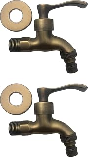 Grifo de jardín vintage, grifo de pared de latón para lavadora, grifo decorativo de latón antiguo para exterior para jardín cocina (bronce)