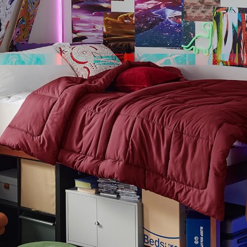 Image of Bedsure Comforter Duvet Insert - Quilted Comforters Twin XL Size, All Season Duvet, GentleSoft Down Alternative Bedding Blanket, with 8 Tabs, Gifts for Women /Men,Dark Red, Twin XL 92 x 68 Inches