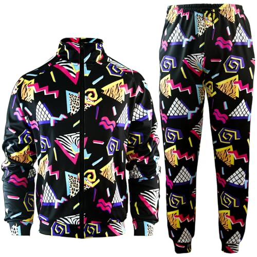 Arssm Retro 80s 90s Outfit Sets for Men Vintage Jacket and Joggers