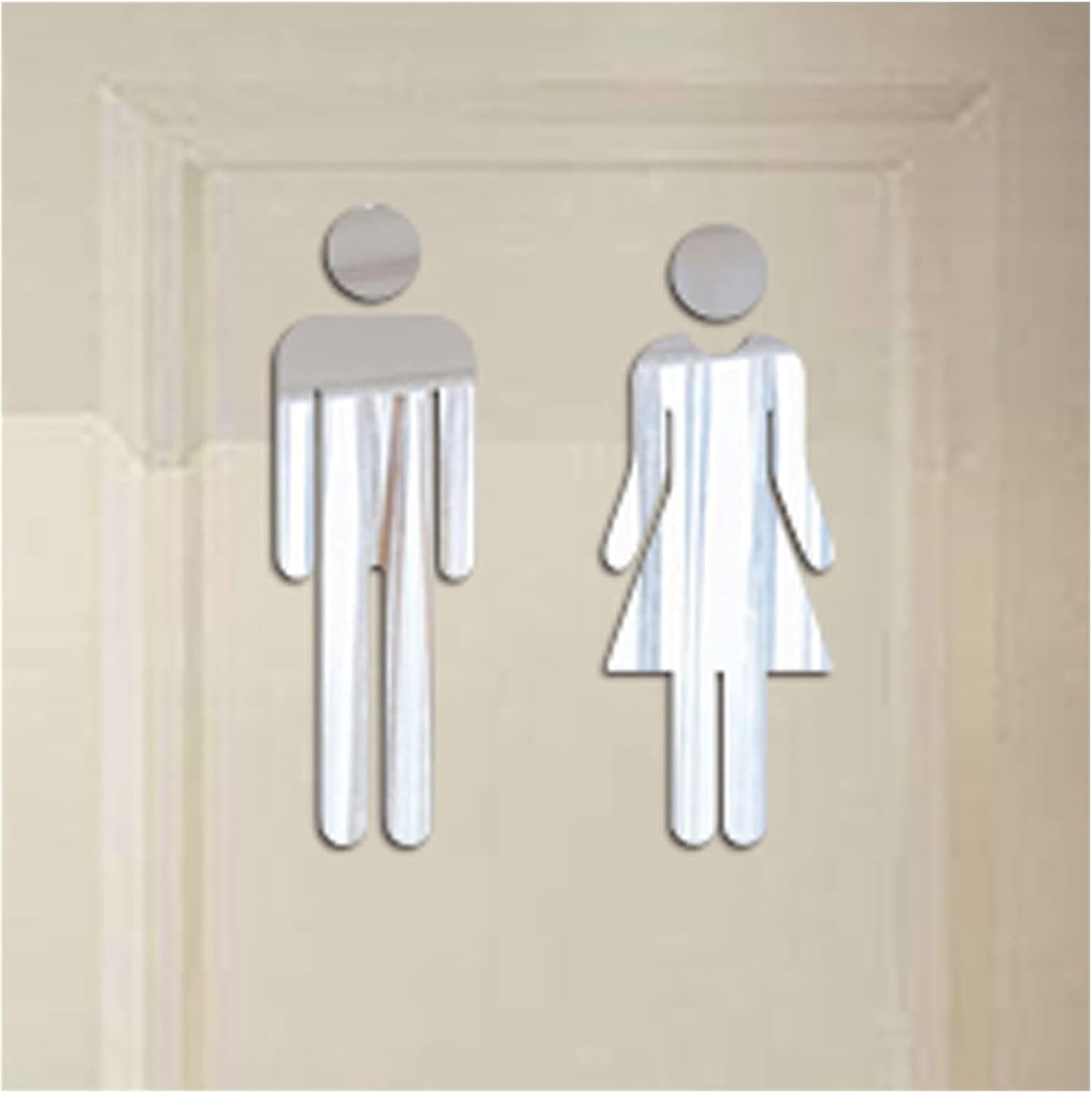 Toilet Sign 3D Mirror Stickers Acrylic Funny WC Toilet Door Entrance Sign Men Women Bathroom Sticker Mural DIY Home Wall Door Decals Decor Clear Guidance, Good Firmness and Easy installatio