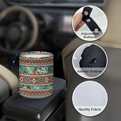 Image of Retro Aztec Portable Dustbin Bin Waste Basket Tribal Aztec Car Accessories Interior Easy to Clean Collapsible Car Trash Can