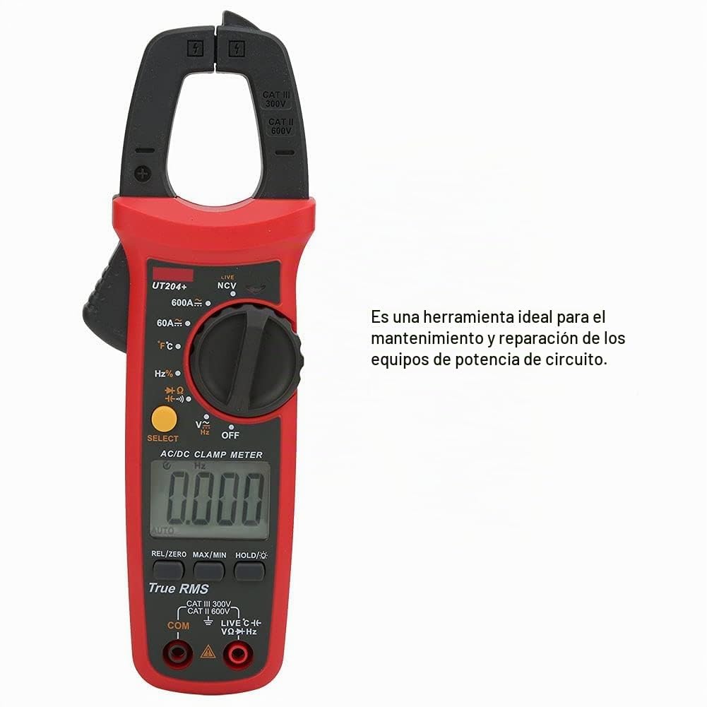UT204+ medidor digital de pinzas temperatura AC corriente continua medidor de resistencia de voltaje multímetro verdadera medición de corriente eléctrica multifuncional rms, ncv inteligente