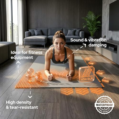 Km-Fit Tappetino Protettivo Fitness 180 X 60 X 0,8 Cm | Antiscivolo Per Attrezzi Fitness | Isolante Acustico E Antivibrante | Tappetino Per Yoga, Pilates Ed Esercizi | 4 Misure Disponibili - 3