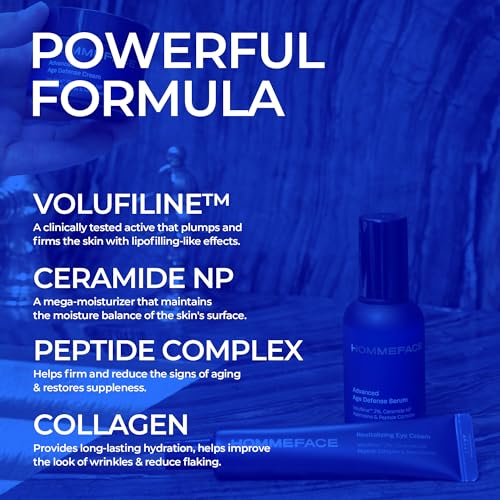 Image of HOMMEFACE Men's Age Defense 3pc Skincare Set: Serum, Eye Cream & Face Cream
