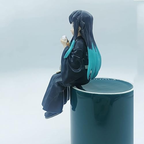 Miniatura 4 de Figuras de acción de Demon Slayer de anime posa sentada comiendo bolas de arroz figura de juguete modelo Tokitou-Muichiro