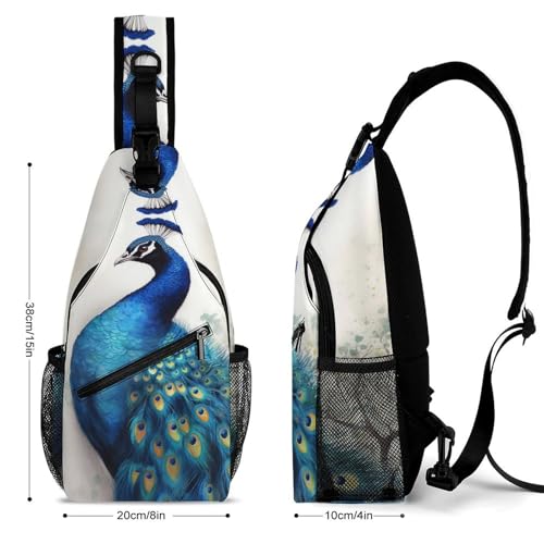 Mochila Sling deportiva Blue Peacock para senderismo y uso casual miniatura 2