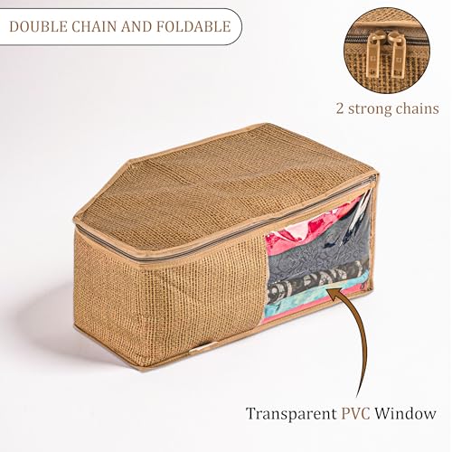 Image of Kuber Industries Blouse Cover | Zipper Clothes Storage Bag | Non-Woven Wardrobe Organiser | Side Transparent Blouse Organizer | Dot Border | Pack of 3 | Black