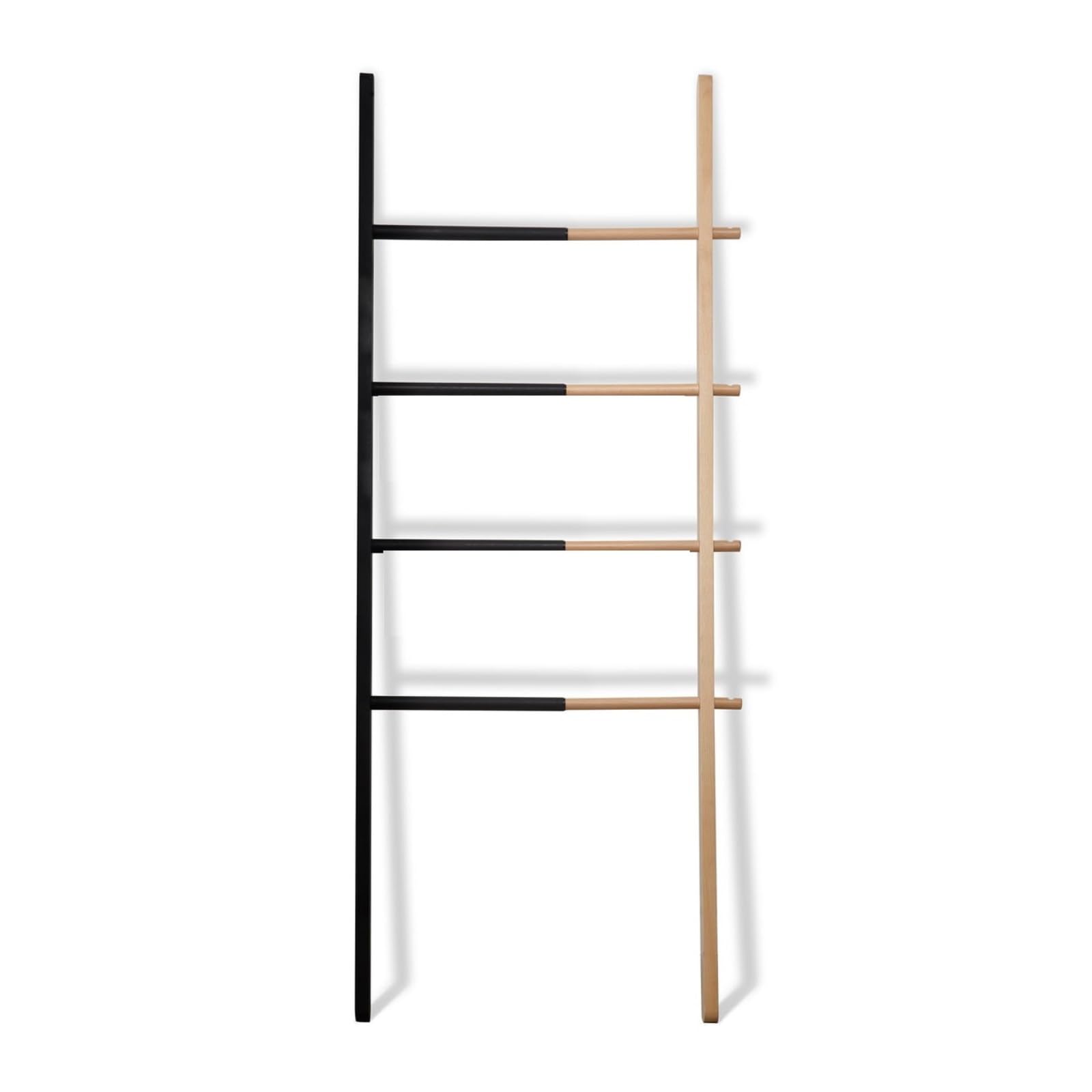 Toallero Escalera For Toallas, Estante De Madera, Manta, Ropa For Baño Y Dormitorio Independiente(Black)