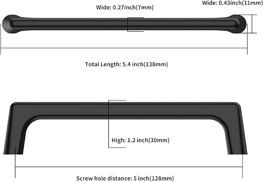 Asidrama 10 Pack 5 Inch(128mm) Matte Black Cabinet Pulls Cabinet Handles Cupboard Handles Kitchen Cabinet Hardware for Cupboard Drawer Pulls