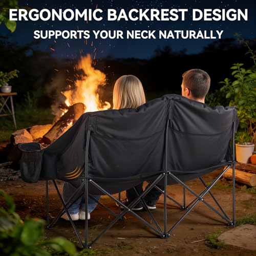 Image of Heavy Duty Double Camping Chair Oversized 2 Person Camp Loveseat