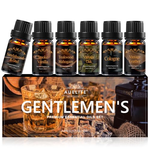 Men Essential Oils Set for Diffuser, Valentine's Day Gift for Men - 6x10ml Masculine Fragrance Oils...