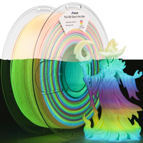 Image of AMOLEN Glow in The Dark Filament Pla Silk Glow 3D Printer Filament, Shiny Multicolor Rainbow PLA Filament 1.75mm, Gradient Color Change PLA for Most FDM 3D Printer, Yellow Pink Green, 1kg (2.2lbs)
