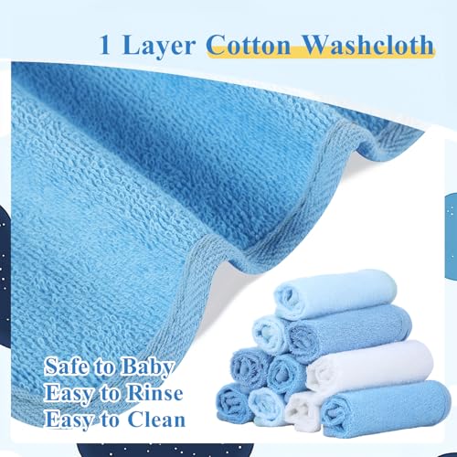Image of CroBlissful 12 Pack Colorful Baby Washcloths 12 * 12 inch Newborn Wash Cloths Baby Soft Cotton Towels Reusable Baby Wipes for Face Baby Shower Gifts, 4 Colors (Blue)