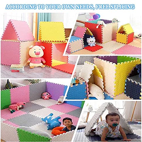 Jlcp Kids Foam Floor Mats, Thickened 2.5 Cm Design Baby Interlocking Floor Mats Waterproof Foam Puzzle Play Mats For Children's Room Décor,Easy To Clean,White+Blue+Brown,24Pcs #TOP6