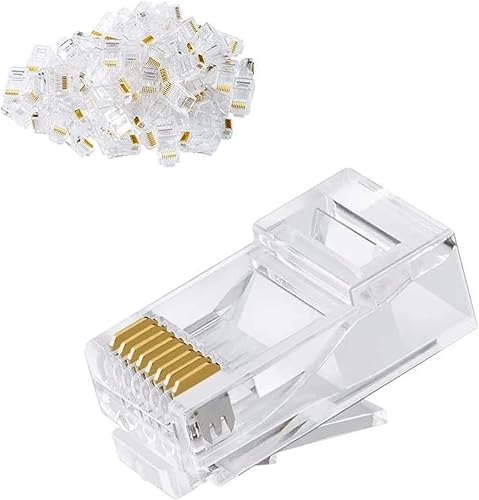 Miniatura 1 de Paquete de 100 conectores RJ45 Cat6  Cat5e RJ45, conectores de crimpado de cable Ethernet de paso para cables sólidos y cables de red UTP estándar