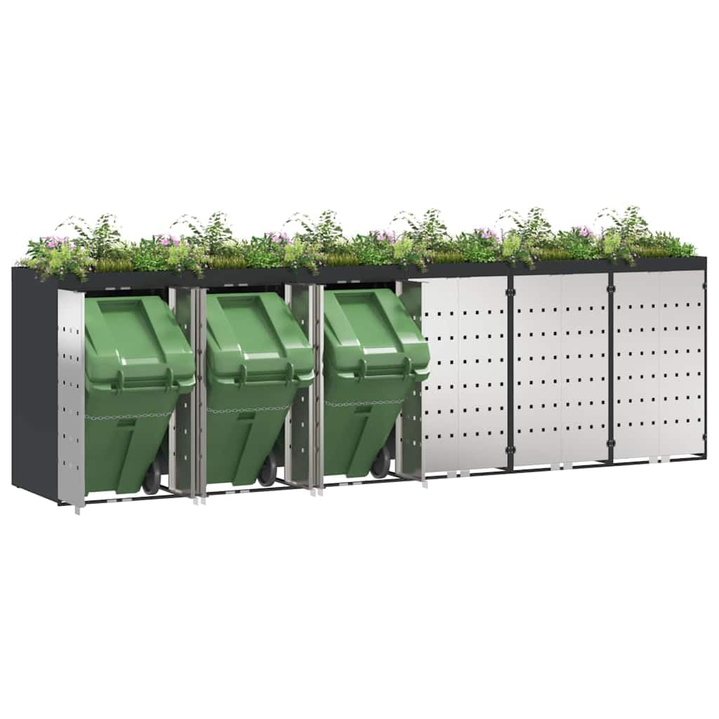 Genérico Almacenamiento de Cubos Wheelie para 3 Cubos Antracita,Casa y jardín,Productos del hogar,Accesorios para contenedores de residuos,Soportes para contenedores de residuos-3394787