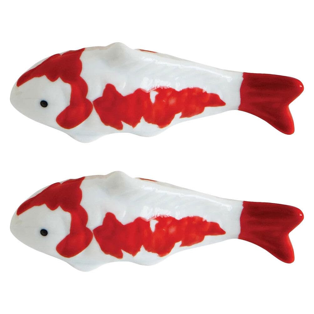 Amosfun2pcs Artificial Koi Ornament, Simulation Ceramic Goldfish Figurine, Floating Fish Statue, Chinese Traditional for Aquarium Tank Decoration