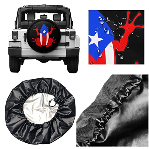 Image of Coqui Puerto Rico Taino Spare Tire Cover,Universal Wheel Tire Cover for Trailer, RV, SUV, Truck,Camper and Many Vehicle,Weatherproof Tire Protectors（15 inch for Diameter 27 inch-29 inch）