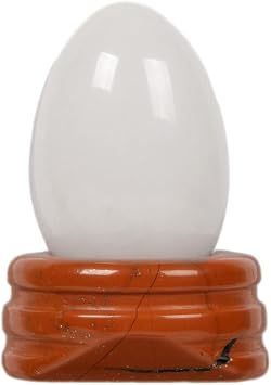 Justinstones White Quartz Natural Gemstone Quartz 30mm Egg Shaped Crystal Healing Chakra Energy Balancing Meditation Home Office Decor Stone with Stone Stand
