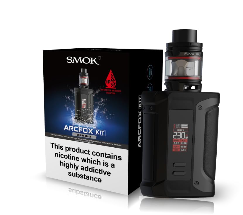 SMOKARCFOX 230W Kit with 2mL TFV-Mini V2 Tank (Black) High-Power Vaping Solution with Advanced Features and Ergonomic Design for Exceptional Performance and Flavor Delivery No Nicotine