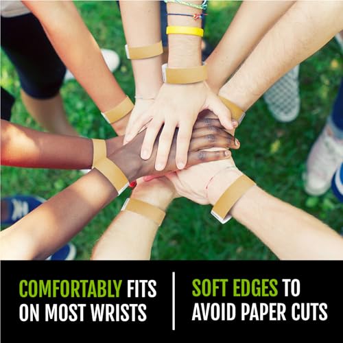 200 WristCo Tyvek Metallic Gold Wristbands for Events – Tamper-Proof Design Prevents Reuse – Premium-Grade Bracelets for Hospital & Medical ID, Party, Concert Entry, VIP Identification