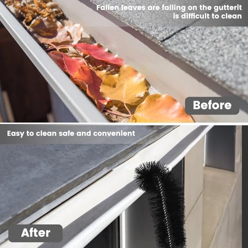 GSCLZ Gutter Cleaner Adjustable Gutter Cleaning Brush Efficient Roofing Gutter Clean Tool with 7/8 Splicing Extension Poles for Easy Removing Leaves For Cleaning Gutter(270cm) - Image 7