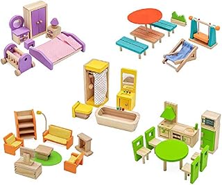 Pidoko Kids Dollhouse Furniture -Fully Furnished Bundle Set -