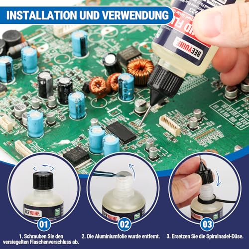 BEEYUIHF Flüssiges Flussmittel Löten, Kolophonium Lötwasser Löten, No clean Flüssiges Lötwerkzeug, SMD Lötzinn Lötflussmittel (30 mL/1 Oz.) #923