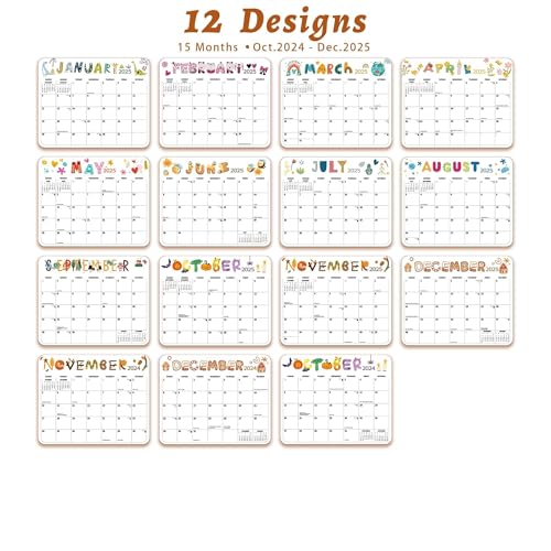 Calendário magnético 2025 para geladeira, calendário magnético mensal de parede de geladeira de jane
