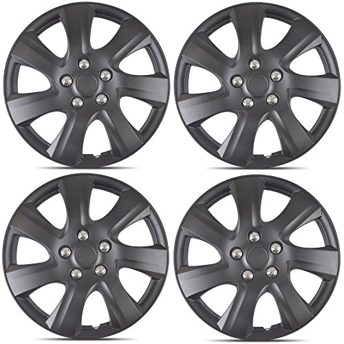 BDK Matte Black Hubcaps Wheel Covers for Toyota Camry 2006-2014 (16 inch) – Four (4) Pieces Corrosion-Free & Sturdy – Full Heat & Impact Resistant Grade – Replica Replacement (KT-1021-MBK)