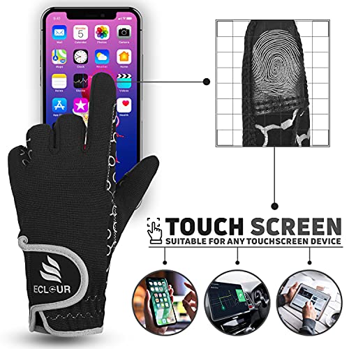 Eclour Kids Horse Riding Gloves With Non-Slip Grip For Multi Sports Activities With Finger Touch Design For Boys And Girls (Black, Age 6-8 Years) #TOP2