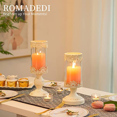 Romadedi Candle Holder Set Of 2 Decorative: Beige Vintage Bohemian Hurricane Candle Holders For Elegant Home Decor Entryway Coffee Table Decoration Ivory #TOP2