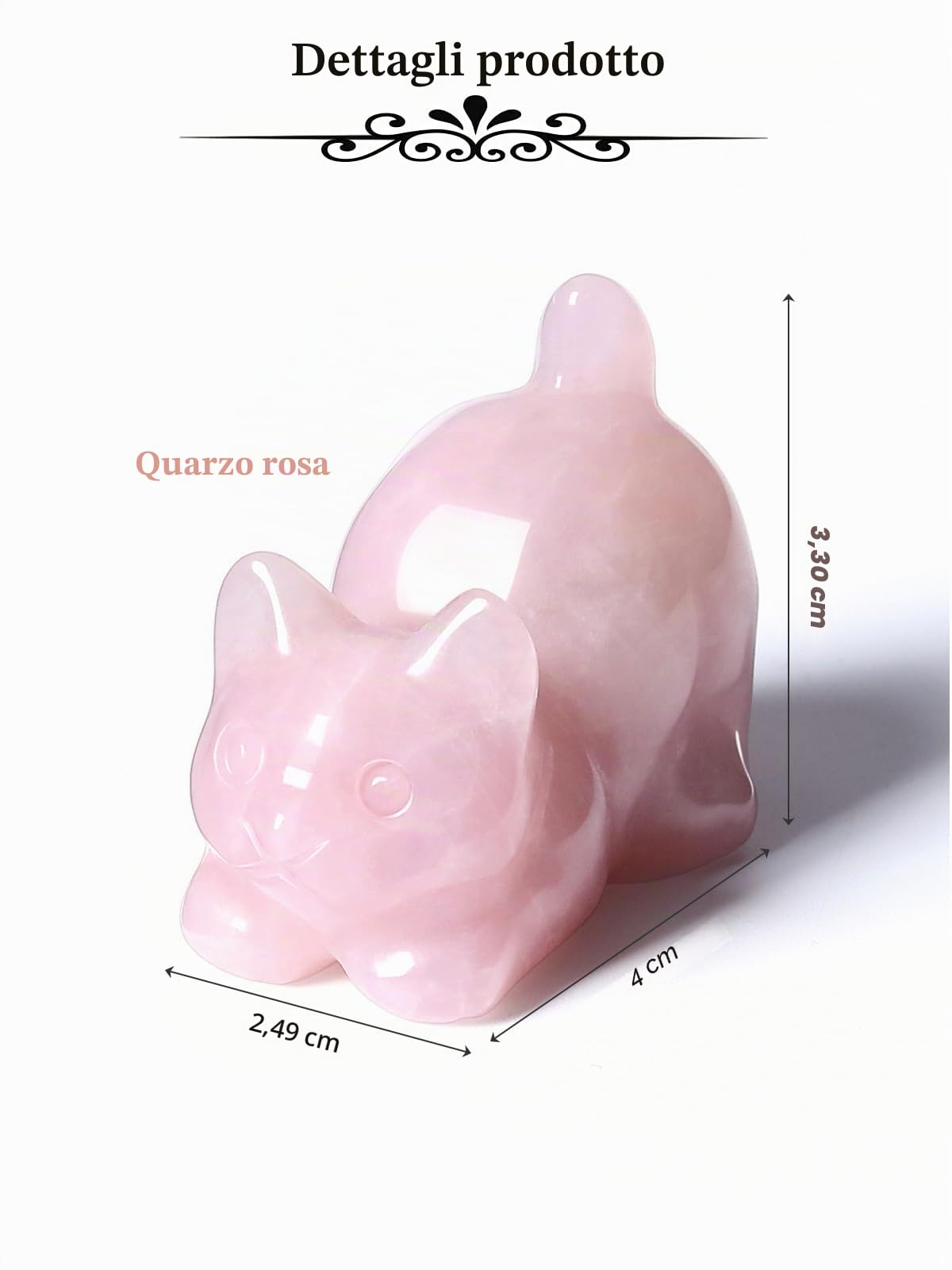JSDDE Statuetta di gatto in cristallo di quarzo rosa per gli amanti dei gatti carino ornamenti per casa ufficio statua gatto regali